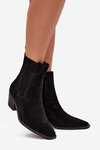 Women's Suede Ankle Boots With Heel Insulated Black Arelia