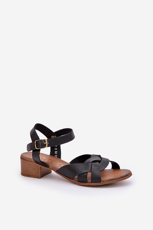 Leather Sandals On A Delicate Heel Zazoo 40372 Black