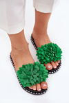 Ladies flip flops decorated with flowers green Cellanen