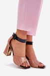 Lacquered Women's Sandals On Heel Vinceza 20266 Pink