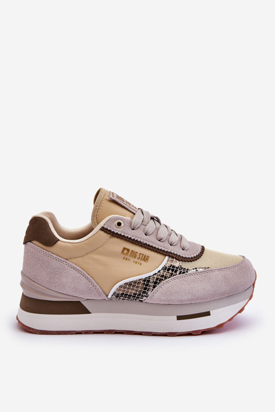 Sneakersy Modne Memory Foam System Beżowe Big Star LL274364