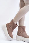 Women's Leather Platform Boots with Straps Zazoo 1752 Beige