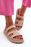 Eco Leather Women's Velcro Sandals in Light Beige Silaka