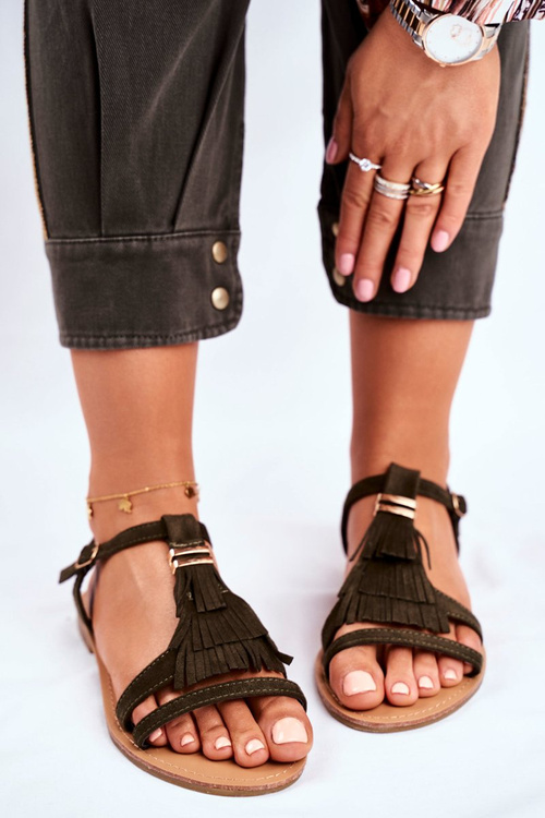 Women's Sandals Eko-suede Boho Green Lucami