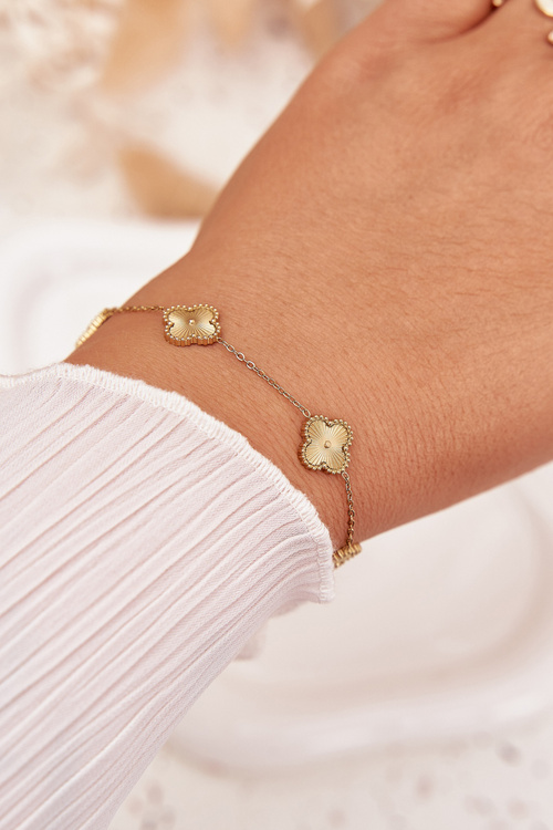 Bracelet Made of Stainless Steel with Gold Flowers