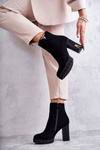 Women's Boots On High Heel With Decoration Black Teruko