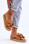 Women's Suede Slippers With Bow Camel Fency