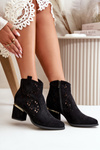 Lace-up Cowboy Booties with Stiletto Heel Black Vosilara