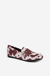 Damskie Mokasyny Loafersy W Łaty Płaskie Brązowo-Białe Soreline