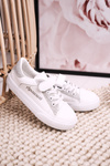 Children's Sneakers With Glitter White Silver Camila