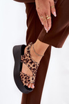 Women's Sandals With Leopard Print On Platform Eco Suede Brown Karonia