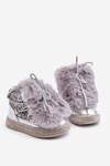 Children's snow boots with fur and sequins silver Bryana