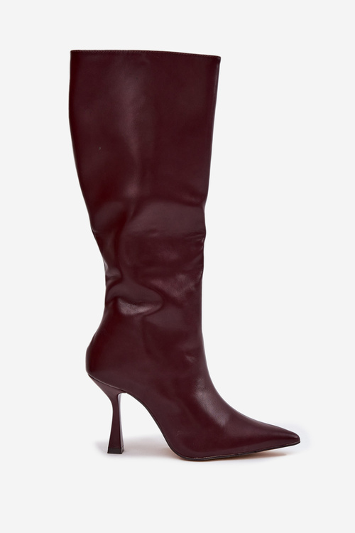 Knee-high heeled women's boots Bordeaux Vionette