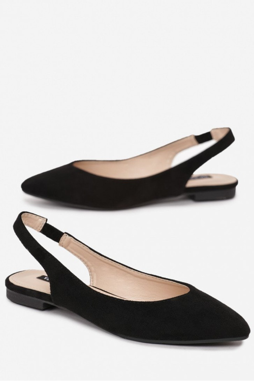 Suede Pointed Toe Ballerinas Black Daisy