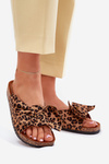 Ladies Slippers With Clear On Cork Sole Leopard Brown Sercele