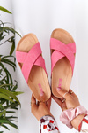 Leather Profiled Slippers Big Star HH274597 Fuchsia