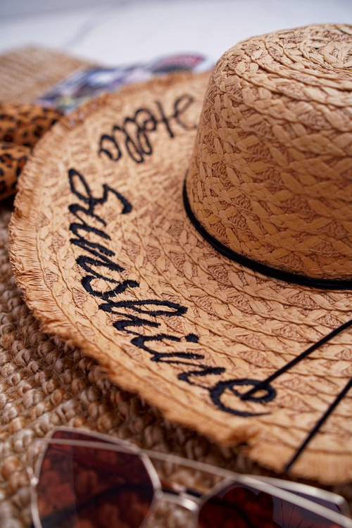 Braided Hat BRUNO ROSSI Hello Sunshine Camel