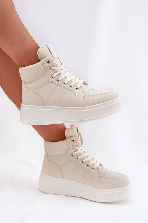 High Women's Sneakers On Platform Beige Tillive