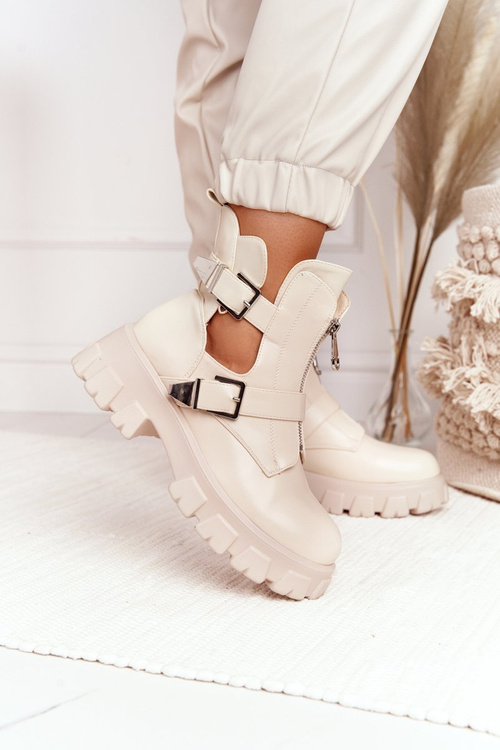 Women's Boots On A Platform Beige Cosmic Love