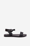 Ladies Sandals On A Flat Heel Eco Leather Black Kivara