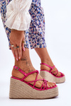 Fashionable Wedge Sandals With Braid Fuchsia Nessia