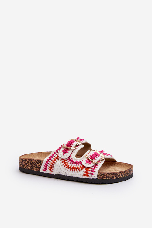 Women's White Slide Sandals with Cork Sole Fannea