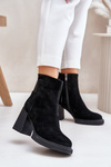 Suede Ankle Boots On Heel Insulated D&A CR42-106 Black