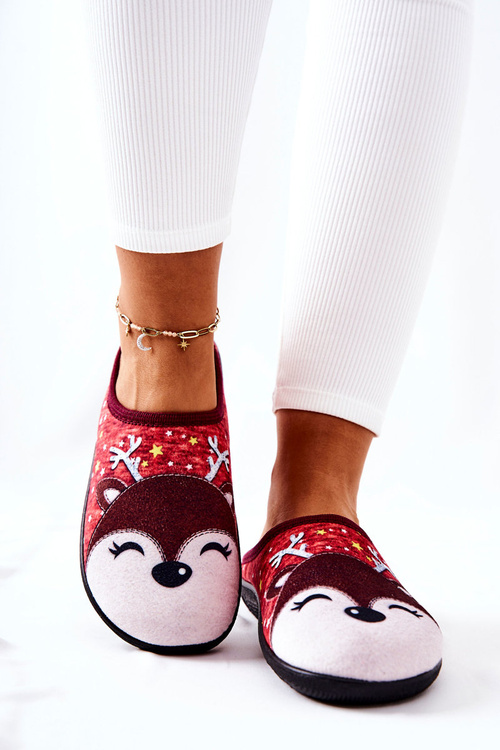 Warming slippers Reindeer Red Taffy