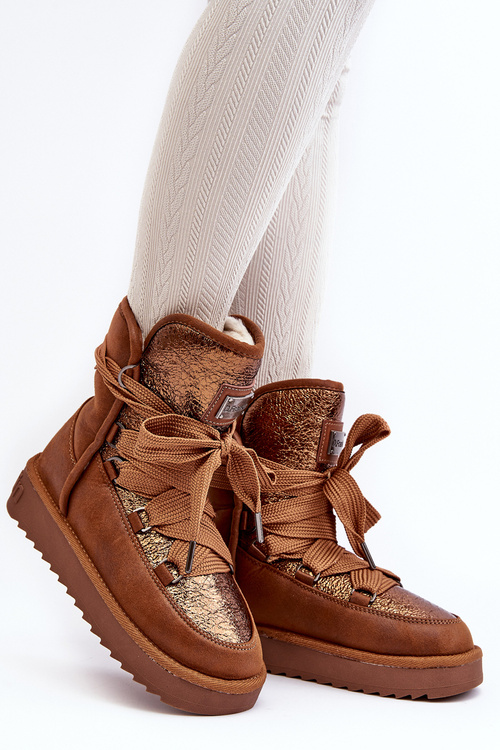 Śniegowce Damskie Wiązane Brązowe D.Franklin DFSH370006