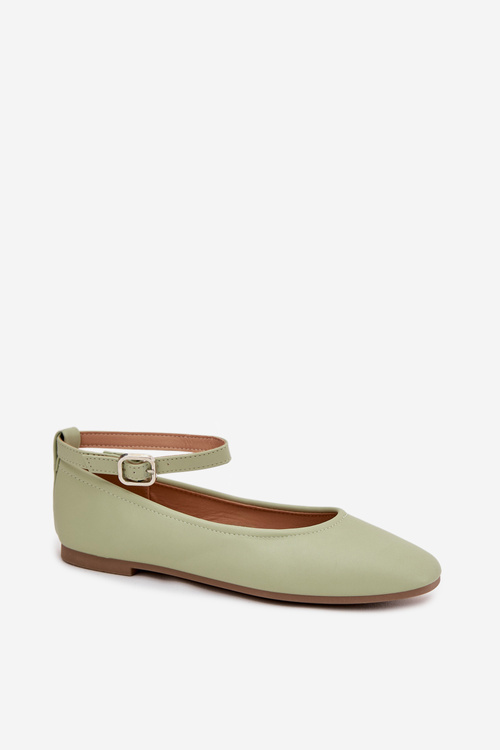 Women's Ballerinas With Strap And Clasp Green Janelor