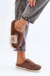 Womens Furry Slippers With Bear Brown Fiorinella