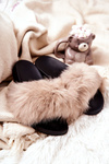 Slippers with Natural Fur Beige Naturimo