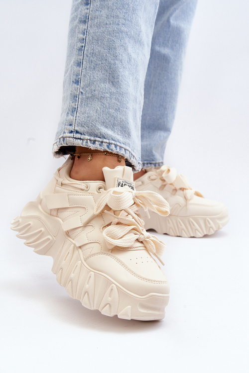 Women's sneakers with chunky sole beige Ellerai