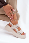 Leather Women's Platform Sandals Beige Mertella