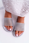 Women's Beaded Flip Flops Silver Elavi
