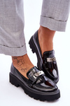 Lacquered Moccasins With Platform Decoration Black Glory
