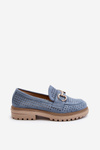 Women's Blue Cutout Moccasins With Embellishment Talesse