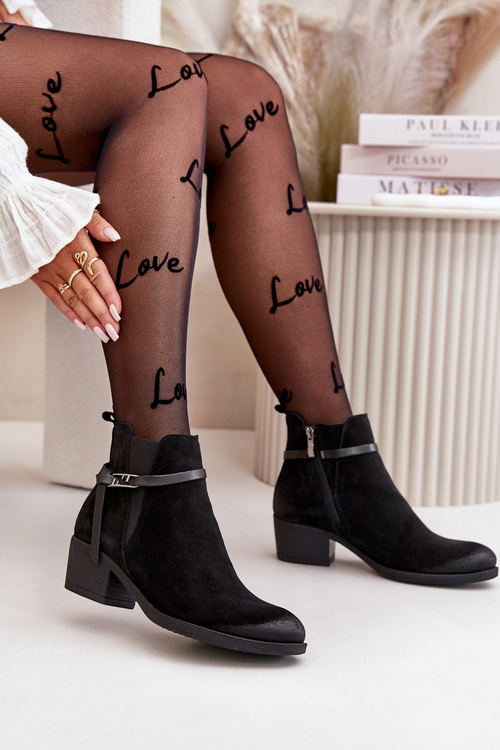 Zazoo 2326 Suede Women's Slip-On Boots Black