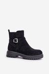 Insulated ankle boots with zipper and buckle black Kikiella