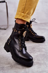 Leather Women's Boots With Studs Black Leticia