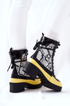 Leather Snakeskin Boots Black and Yellow Meridiah