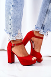Suede High Heel Sandals Red Silvia