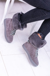 Grey Suede LU BOO Timber boots with Fur