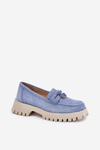 Women Suede Moccasins With Teddy Bear Vinceza 79533 Blue