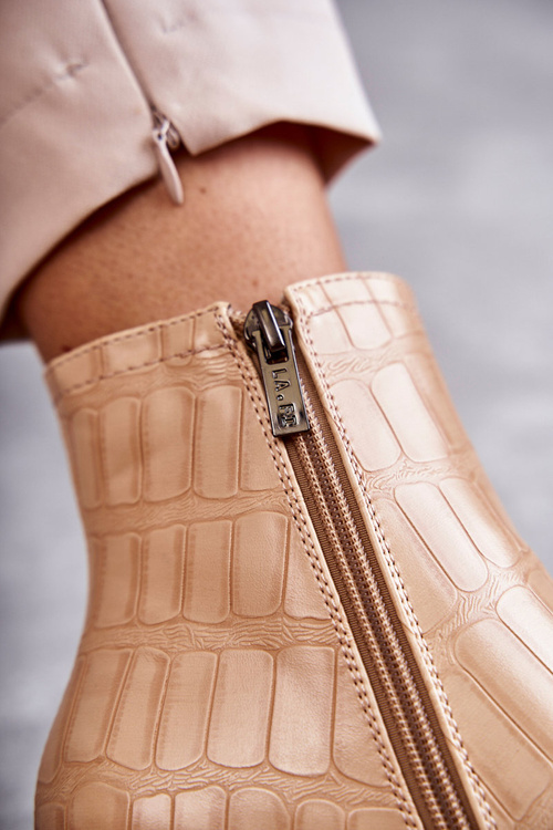 Snake Leather Booties La.Fi 260038BE-XC Beige