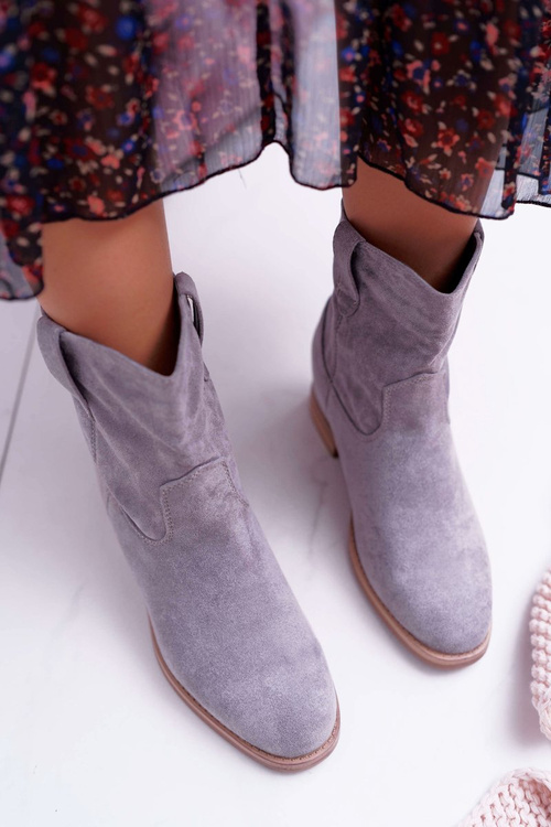 Women's Booties On Ankle Flat Heel Warmed Over Ankle Grey Demini