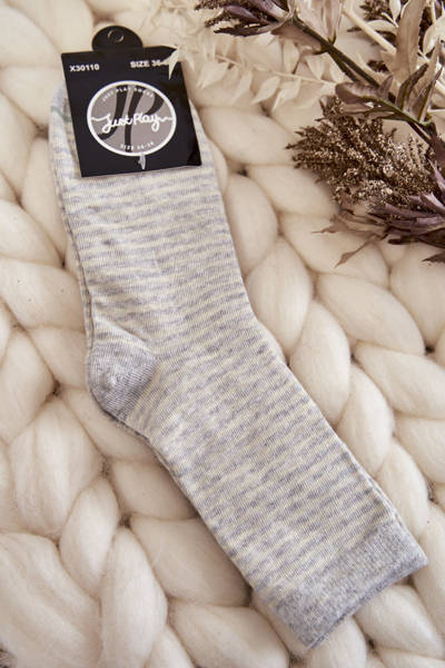 Women's Classic Cotton Socks Striped Beige-Grey
