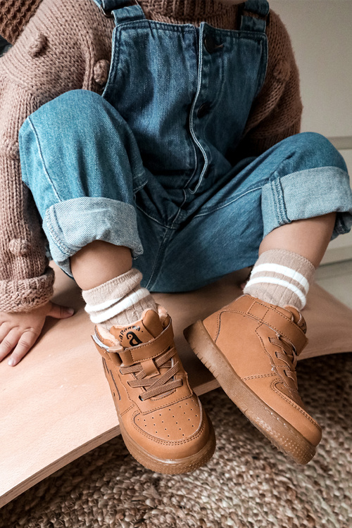 Children's Insulated High Sneakers Camel Clafi