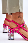 Lacquered Sandals On A Decorative Heel D&A CR-232 Fuchsia