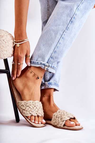 Women's Braided Slippers Beige Maraya
